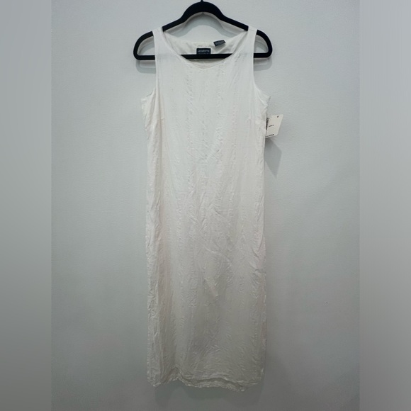 Vintage Liz Clairbone 100% Linen Size 12 Dress Cottage Peasant Modest Minimalist - Picture 1 of 11